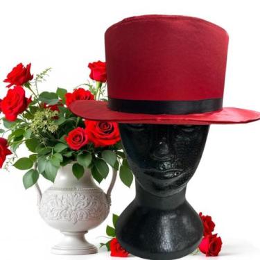 Imagem de Chapeu De Cetim Luxo Vermelho - Estrela Força e Magia