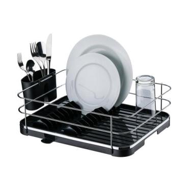 Imagem de Escorredor de loucas cromado com bandeja preta coletora - future