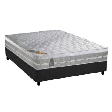 Imagem de Cama Box Casal: Colchão Molas Ensacadas Castor Premium Gel + Base Crc Suede Gray (138x188)