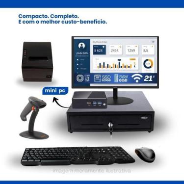 Imagem de Mini pc TOB i3-4012y com 8gb ram com 120gb ssd e Monitor 21.5 Leitor d