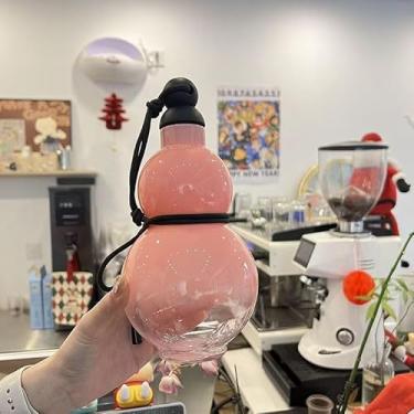 Imagem de Garrafa de água de cabaça, frasco de água de cor gradiente, água esportiva de 930 ml para viagem, jarro de academia, livre de 99 °C, resistente ao calor, resistente ao calor de 98 °C, durável (rosa)