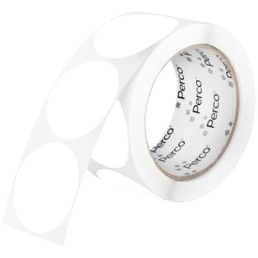 Imagem de Perco Etiquetas adesivas redondas perfuradas brancas de 5 cm — 250 adesivos redondos por rolo — com adesivo permanente para organização, codificação de cores, etiquetagem de caixote e alertas de