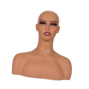 Imagem de harayaa Cabeça realista da cabeça do manequim Manikin de cabeça com maquiagem com a cabeça da peruca da peruca de ombro para o colar de peças de cabelo