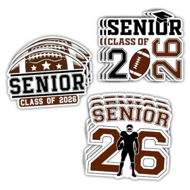 Imagem de ULTRAVUTT [9 peças x 7.6 cm] Adesivos de futebol sênior classe de 2026 esportes sênior ensino médio presente de formatura para fãs de futebol menino time decalques à prova d'água capacetes carros