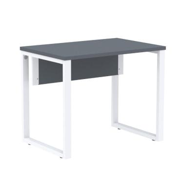 Imagem de Mesa Escritório P25 Tub Pandin 90 Cm (larg) Tampo Mdp Grafito Pé Aço Tubular Branco