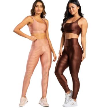Imagem de Conjunto Top e Calça New Zig 3D Serra e Mar Kit com duas cores Para treino Academia Moda Fitness-Feminino