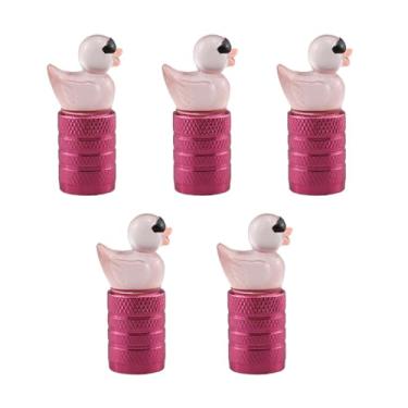 Imagem de Lindas tampas de haste de válvula de pato, tampas de válvula de pneu, capa de borracha quente que brilha no escuro (pacote com 5) universal para carro, caminhão, SUV, motocicleta, bicicleta
