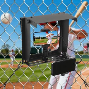 Imagem de Suporte de cerca de celular com sombra ajustável e clipe de energia para kit de montagem Game Changer para iPhone, Samsung, Mevo Start, GoPro e outras câmeras de ação, para gravação de beisebol