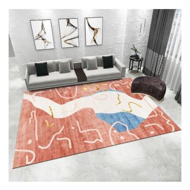 Imagem de HGTRH Tapetes de área para quarto, sala de estar, estilo geométrico, lavável, antiderrapante, antiderrapante, pilha grossa, suporte TPR para sala de jantar, cozinha, escritório, C, 1,5 x 2,4 m