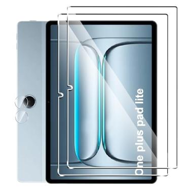 Imagem de Fhyeugfy Película protetora de tela OnePlus Pad Lite com protetor de lente de câmera, 28 cm, película de vidro temperado, transparente HD, antiarranhões, sem bolhas (pacote com 2+2)