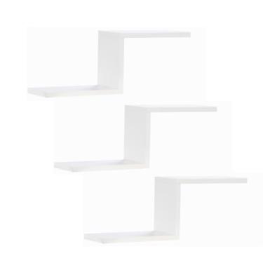 Imagem de Prateleira MDF Zig Zag Para Decoracoes Desing Moderno Suporte Invisivel Com Kit Montagem (Branco)