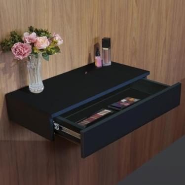 Imagem de Penteadeira Suspensa Com Gaveta Multifuncional Corrediça Organizadora Maquiagens Hall De Entrada(Preto)