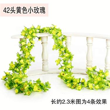 Imagem de Guirlanda de flores artificiais 90,5 polegadas/230 cm - trepadeiras rosas falsas, guirlanda floral pendurada de plástico falso de seda para arco de casamento, quarto, parede de casa, pano de fundo