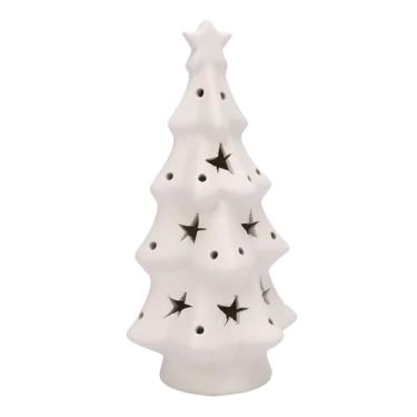 Imagem de Zopsc Árvore de Natal de Cerâmica, árvore de Natal Iluminada Diy Com Operação de Bateria, Brilho Quente, Base Resistente, para Decoração de Férias de Mesa Em Casa (Estrela 17,9x9cm / 7,0x3,5 pol.)
