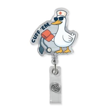 Imagem de Carretel de crachá de enfermeira, carretel de crachá engraçado, presentes para enfermeiras, presentes para enfermeiras, presente retrátil fofo para enfermeiras de ganso bobo, presente para estudantes