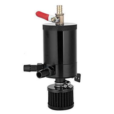 Imagem de Cryfokt Lata de Captura do Reservatório de óleo de Alumínio do Carro Com Filtro Inoxidável para Melhor Desempenho Motor para a Maioria Carros, Ajuste Universal, Material de Liga de Alumínio, (Preto)