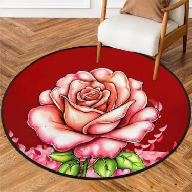 Imagem de Tapete redondo pequeno de 1,8 m para dia dos namorados, tapete circular antiderrapante, lavável, tapete circular para quarto, sala de estar, berçário, cozinha, banheiro, entrada, decoração de casa