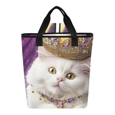Imagem de Joitme Royal White Cat Gold Crown Cooler Bag Mochila Coolers 36 latas Lancheira de viagem isolada 35 x 14 cm x 16,5 cm