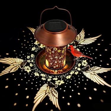 Imagem de Alimentador De Pássaros Com Energia Solar | Decoração De Lanterna De Metal Impermeável - Estação De Alimentação Oca | Para Janela Jardim Pátio Quintal Atração De Vida