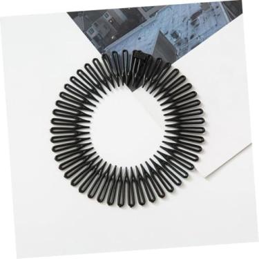 Imagem de Kit 6 Tiaras Pretas Flexíveis Zig Zag para Cabelo – Tiara de Cabelo Unissex Acessório Fashion (Preto,2 Uni)