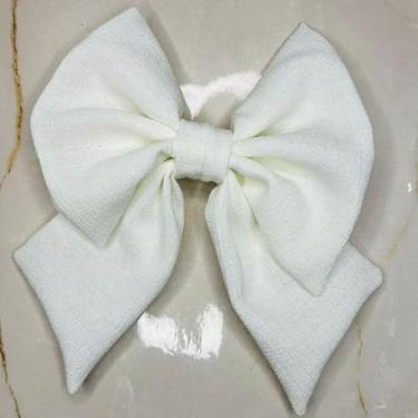 Imagem de Laço de Cabelo Feminino com Bico de Pato Adulto Acessório de Moda em para Penteados (BRANCO LAÇO,INFANTIL)