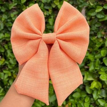Imagem de Laço de Cabelo Feminino com Bico de Pato Adulto Acessório de Moda em para Penteados (LARANJA LAÇO,INFANTIL)
