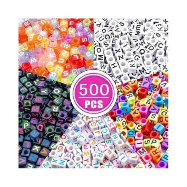 Imagem de Contas De Cubo De Acrílico Sortidas A-Z 500/300pcs Para Fazer Pulseira