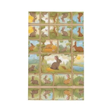 Imagem de XLLingL Toalhas de cozinha de waffle com estampa de coelho de animais fofos, panos de prato de microfibra, para decoração e limpeza de cozinha - 1 peça