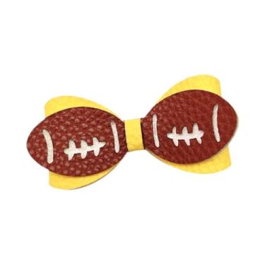 Imagem de Esquirla Presilha de cabelo em formato de laço, ideal para eventos esportivos casuais, torcida infantil e outras atividades ao ar livre, Amarelo