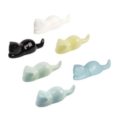 Imagem de FashionCha Conjunto de 6 Porta-pincéis Fofos em Formato de Gato – Acessório de Mesa Criativo para Artistas E Calígrafos – Porta-pincéis Feitos de