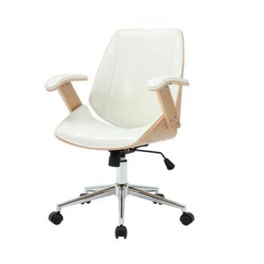 Imagem de Cadeira Escritorio Branca natural Couro Executiva Paris Homme - HomeNo