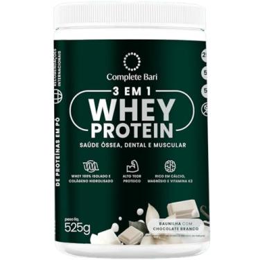 Imagem de Complete Bari Whey Protein 525g com Magnesio Cálcio e Vitamina k2 (525g, Baunilha com Chocolate Branco)