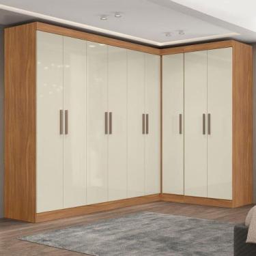 Imagem de Guarda-Roupa Casal Modulado Paris 9 Portas 2 Gavetas Cinamomo/Off - Ma