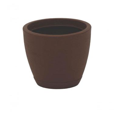 Imagem de Vaso Com Prato Tramontina Asteca 24 Cm Em Polietileno Marrom Tramontina