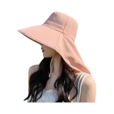 Imagem de Chapéu De Sol Feminino Com Aba Larga, Proteção UV, Para Caminhadas Ao 