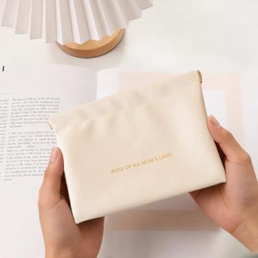 Imagem de 5 peças pequenas bolsa de maquiagem portátil mini bolsas de cosméticos para mulheres, porta-moedas, batom, organizador de cosméticos, bolsa de armazenamento de viagem, branca