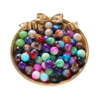 Imagem de Contas De Vidro Redondas Com Padrões Coloridos 20-100pçs 4-10mm Espaça