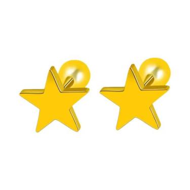 Imagem de Brincos De Tarraxa Geométricos Pretos 2 Peças Aço Inoxidável Estrela P