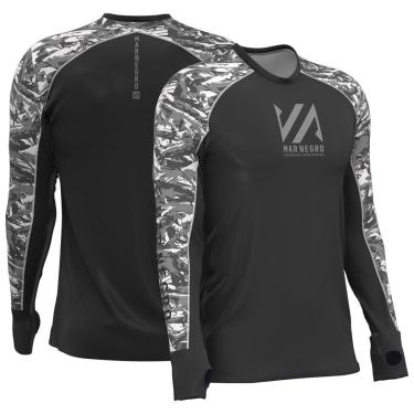 Imagem de Camiseta de Pesca Masculina Premium Flex Proteção UV 50+ - Mar Negro-Masculino