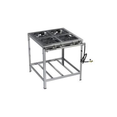 Imagem de Fogão Industrial 4 Bocas 30X30 Alta Pressão S2010 Aço Inox Metalmaq