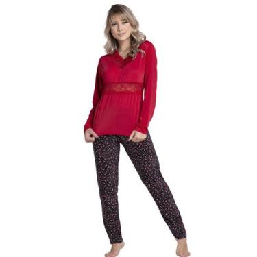 Imagem de Pijama Liganete Longo Detalhe Renda Calça e Blusa - Bella Fiore Modas,
