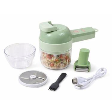 Imagem de Processador Alimentos Elétrico Mini Triturador USB Picador Alho Inox -