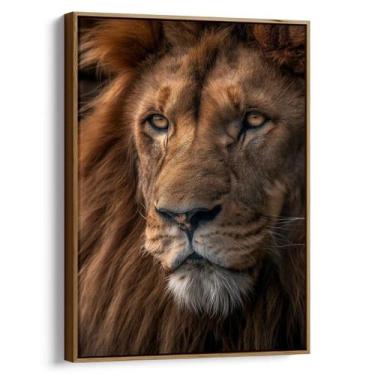 Imagem de Quadro Leão com Olhar de Sabedoria - Mioquadros, 120x80 cm, Tabaco