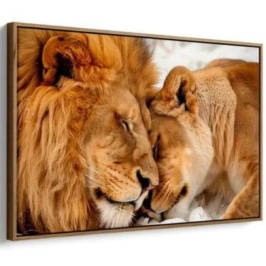 Imagem de Quadro decorativo Leão e Leoa - Mioquadros, 120x80 cm, Tabaco