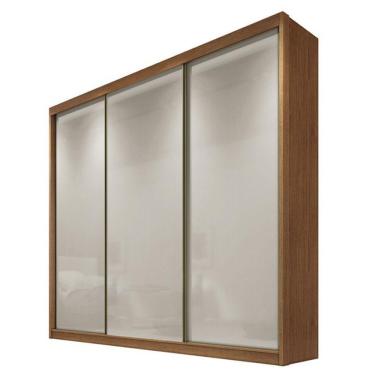 Imagem de Guarda Roupa Casal Logan 3 Portas de Correr 8 Gavetas MDF Cumaru 25 Fendi Móveis Novo H...