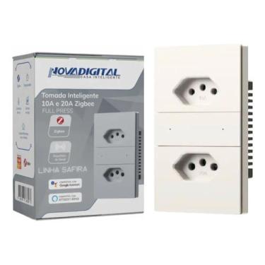Imagem de tomada dupla zigbee Nova digital linha safira cor BRANCO SA-T2W