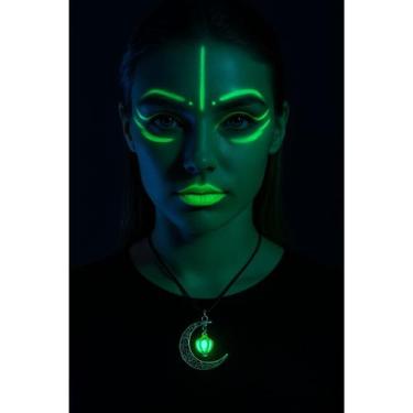 Imagem de Colar Lua Luminosa Pingente Vintage unissex Brilha Luz Sol - - anjo da