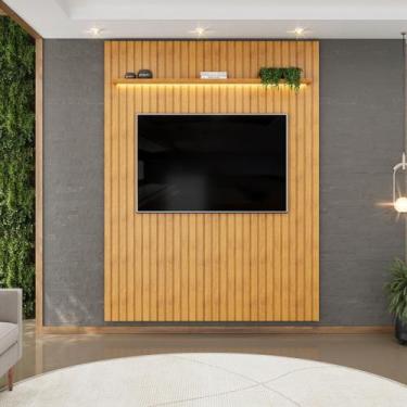 Imagem de Painel Ripado para TV até 65 Polegadas com LED MDF 183cmx240cm Trento 