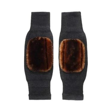 Imagem de Joelheiras Térmicas De Lã Cashmere Com Suporte Elástico Para Artrite E