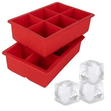 Imagem de Tovolo Bandeja grande para freezer com molde de gelo King Craft de 5 cm para uísque, bourbon, bebidas alcoólicas e licor, silicone sem BPA, conjunto de 2, maçã doce